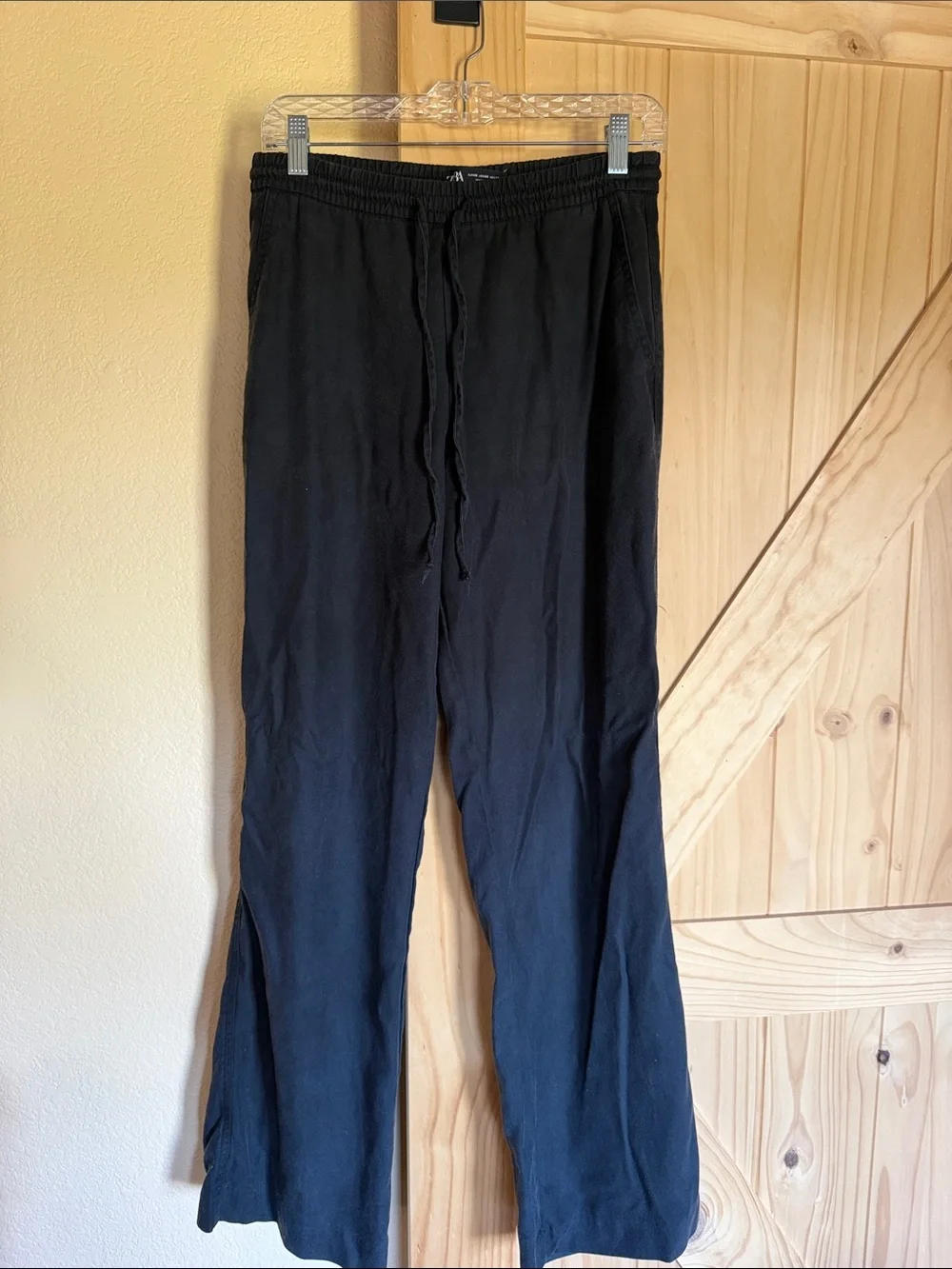 Zara Black Drawstring Linen Pants